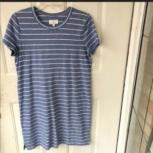 Lou & Grey Loft linen blend striped dress medium